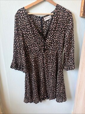Little Mountain Black Dress with orange and gold Leopard Print